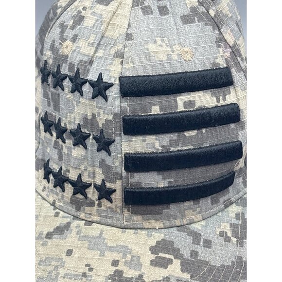 Top Level Men's Camouflage Snapback Hat Black Stars and Stripes USA Adjustable - Picture 2 of 9